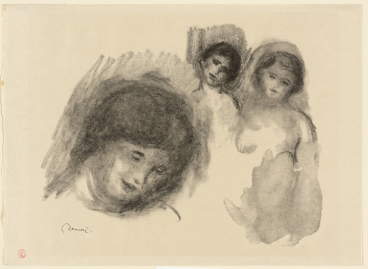 Stone with Three Sketches by Pierre-Auguste Renoir