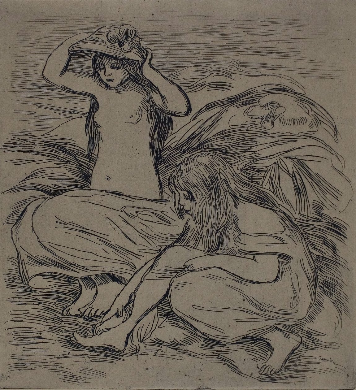 Two Women Bathing by Pierre Auguste Renoir