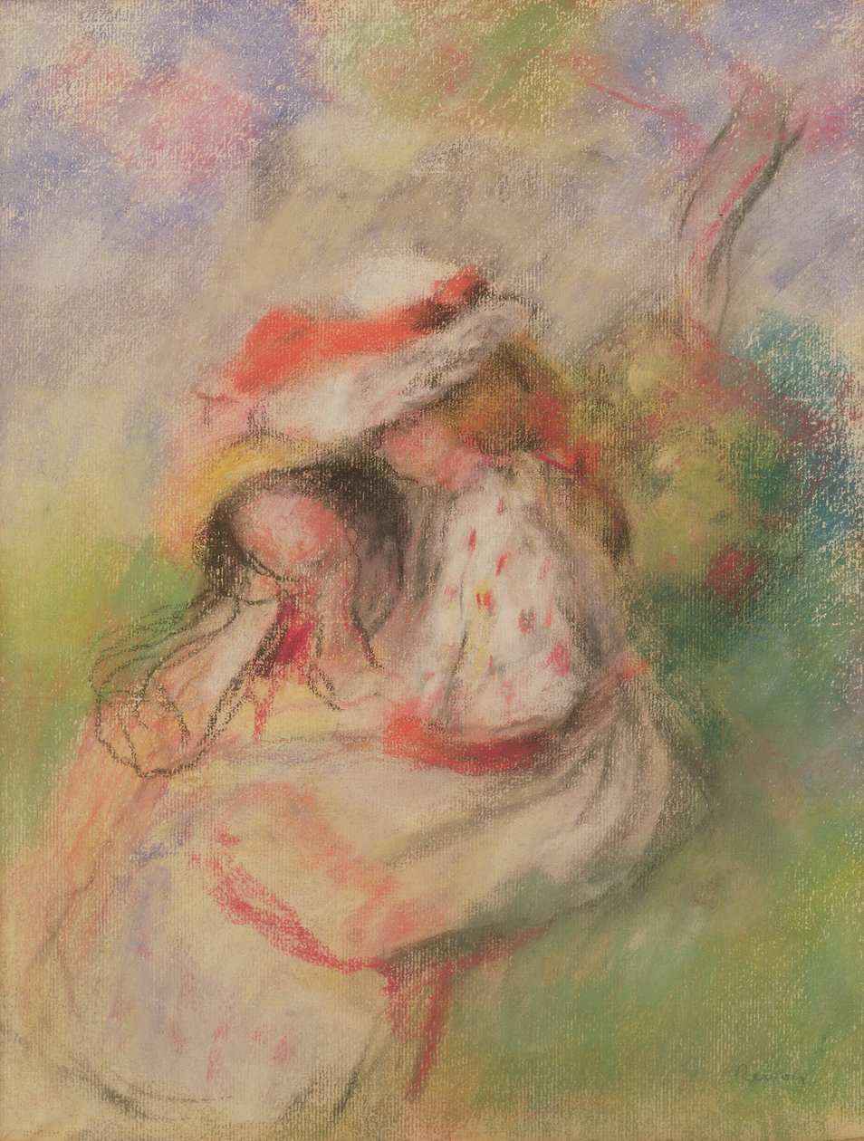 Two Young Girls in a Garden by Pierre-Auguste Renoir
