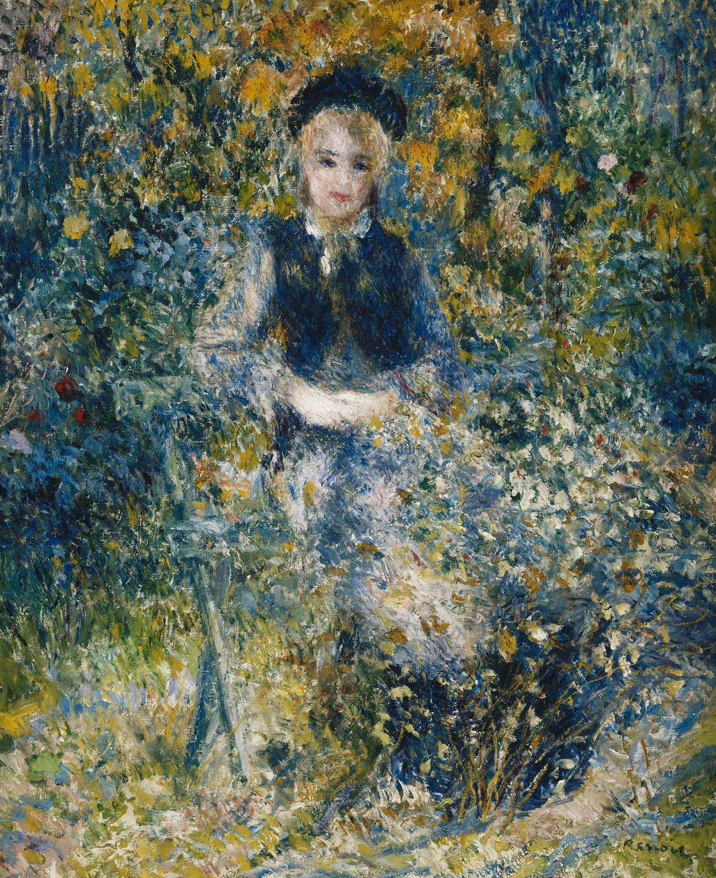 Young Girl on a Bench by Pierre Auguste Renoir