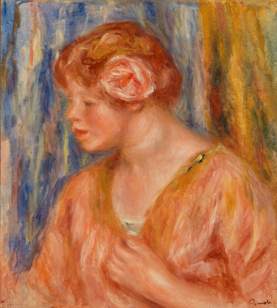Young Woman with Rose by Pierre-Auguste Renoir