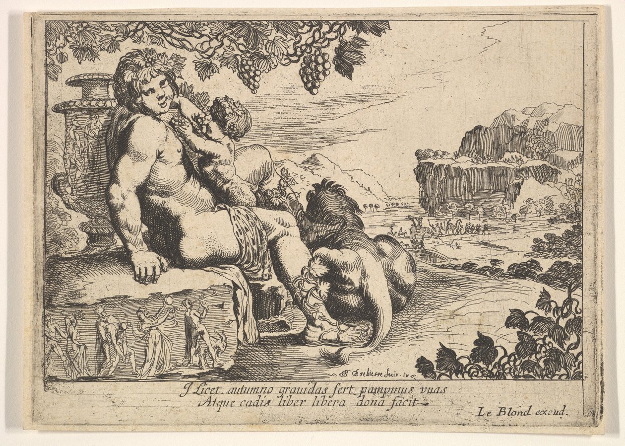 Bacchus, Satyr, and Lion by Pierre Brebiette