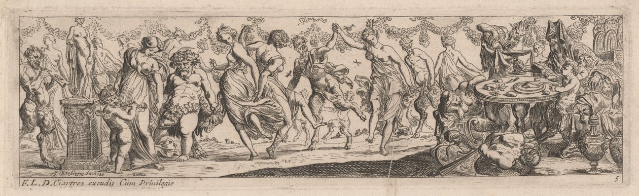 Dancing Nymphs and Satyrs by Pierre Brebiette