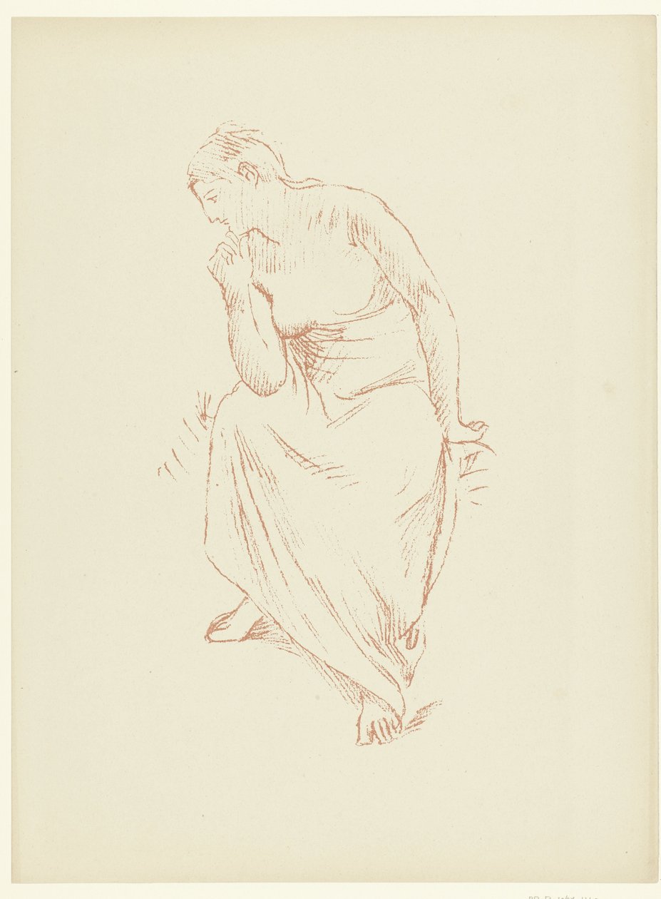 Seated Half-Naked Woman (Study of a Nude Woman Seated Half-Draped) by Pierre Cécile Puvis de Chavannes