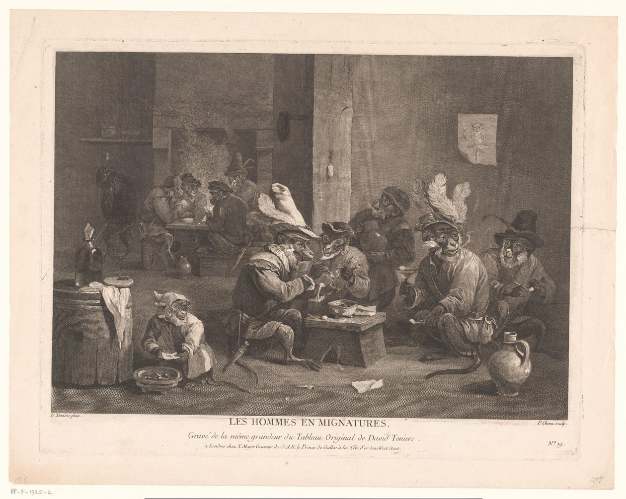 Smoking and Drinking Monkeys in a Tavern by Pierre Chenu
