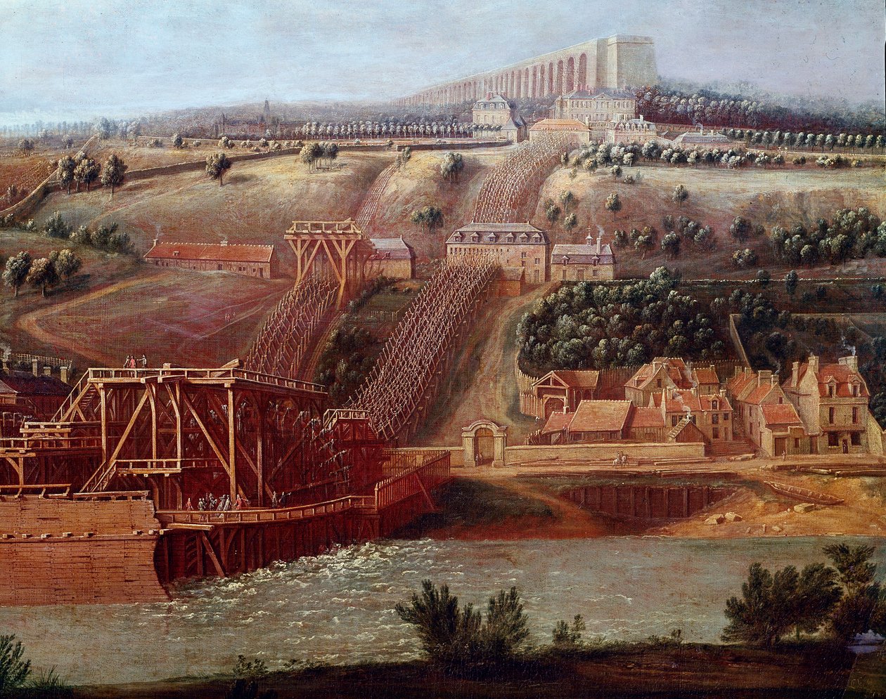 View of the Machine of the Aqueduct of Marly Installed in Bougival (Detail) by Pierre Denis Martin