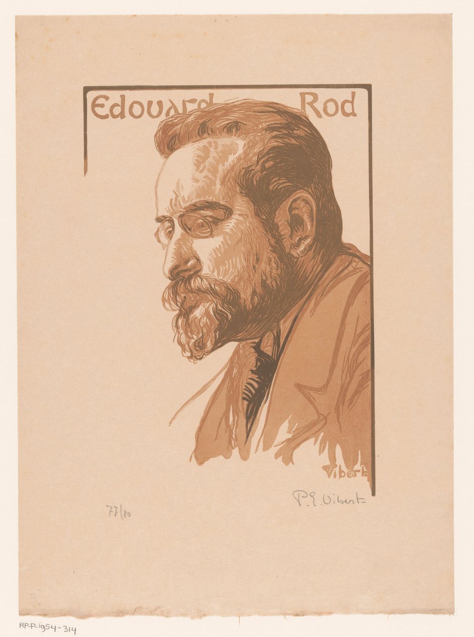 Portrait of Édouard Rod by Pierre Eugène Vibert (signed by artist)