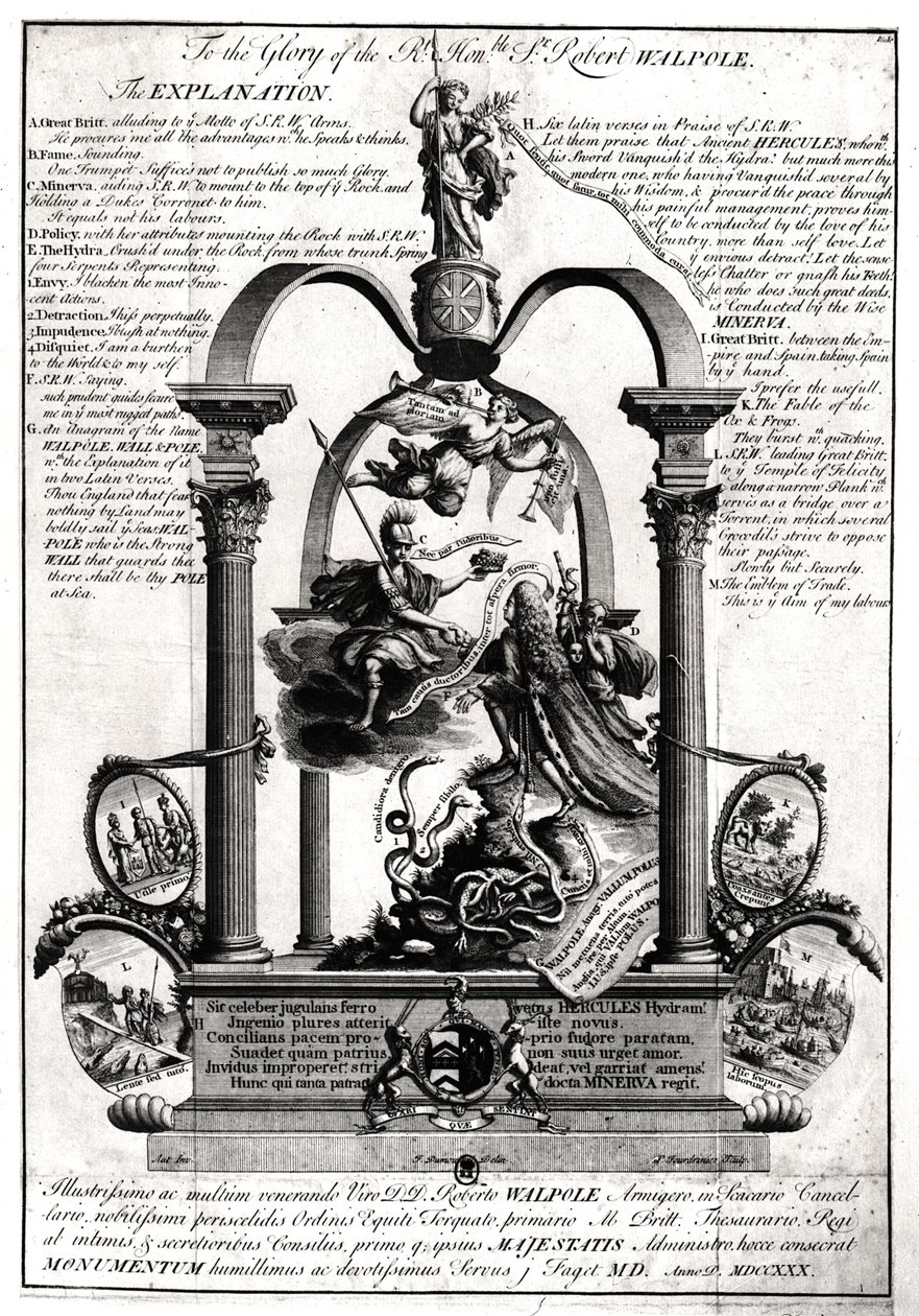 To the Glory of the Right Honourable Robert Walpole, 1st Earl of Orford by Pierre Fourdrinier