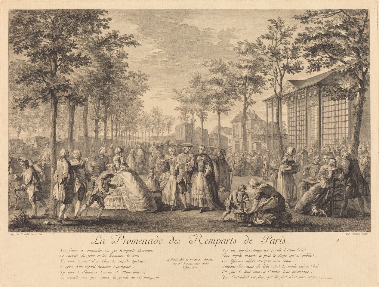 The Walk on the Ramparts of Paris by Pierre Francois Courtois after Augustin de Saint Aubin