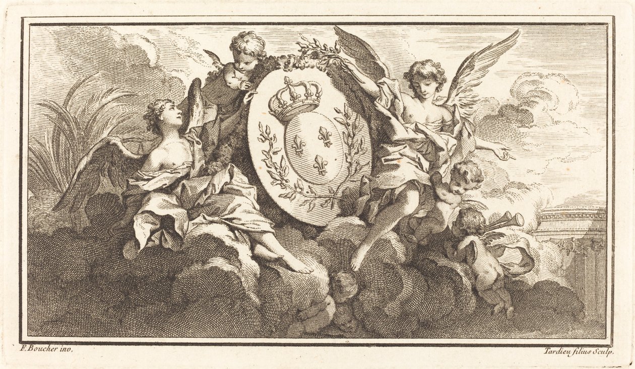 Royal Coat of Arms of Louis XV by Pierre François Tardieu or Jacques Nicolas Tardieu after François Boucher