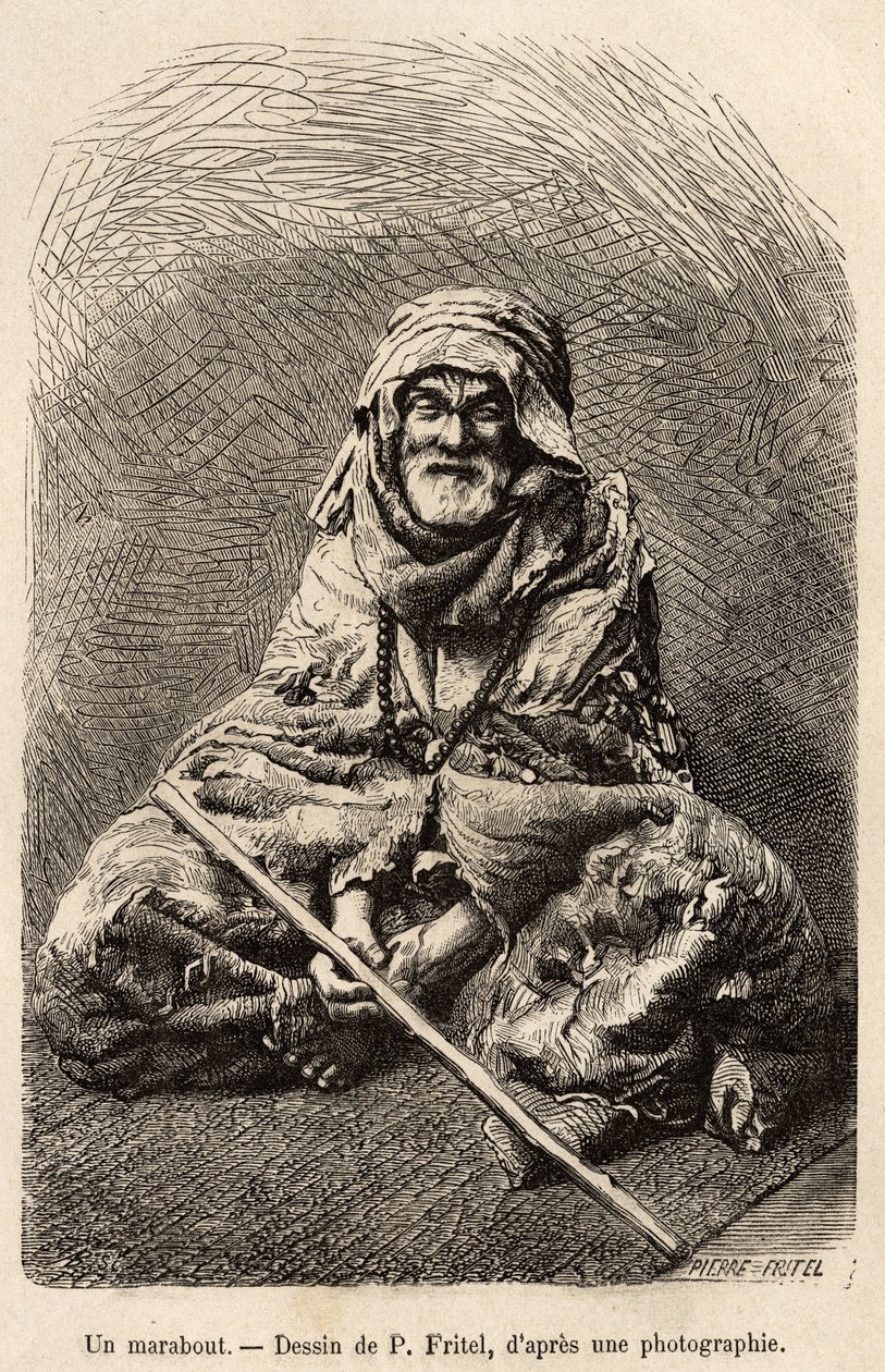 A Marabout (engraved after a drawing by Fritel, illustrating the journey to Tlemcen, Algeria, by E. de Lorral) by Pierre Fritel
