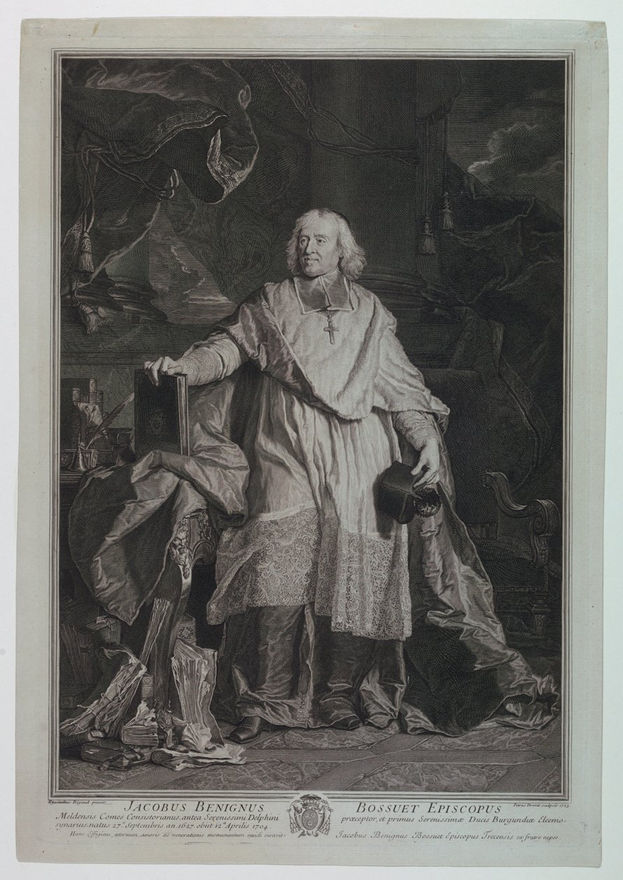 Portrait of Cardinal Jaques Benigne Bossuet (1627-1704) by Pierre-Imbert Drevet