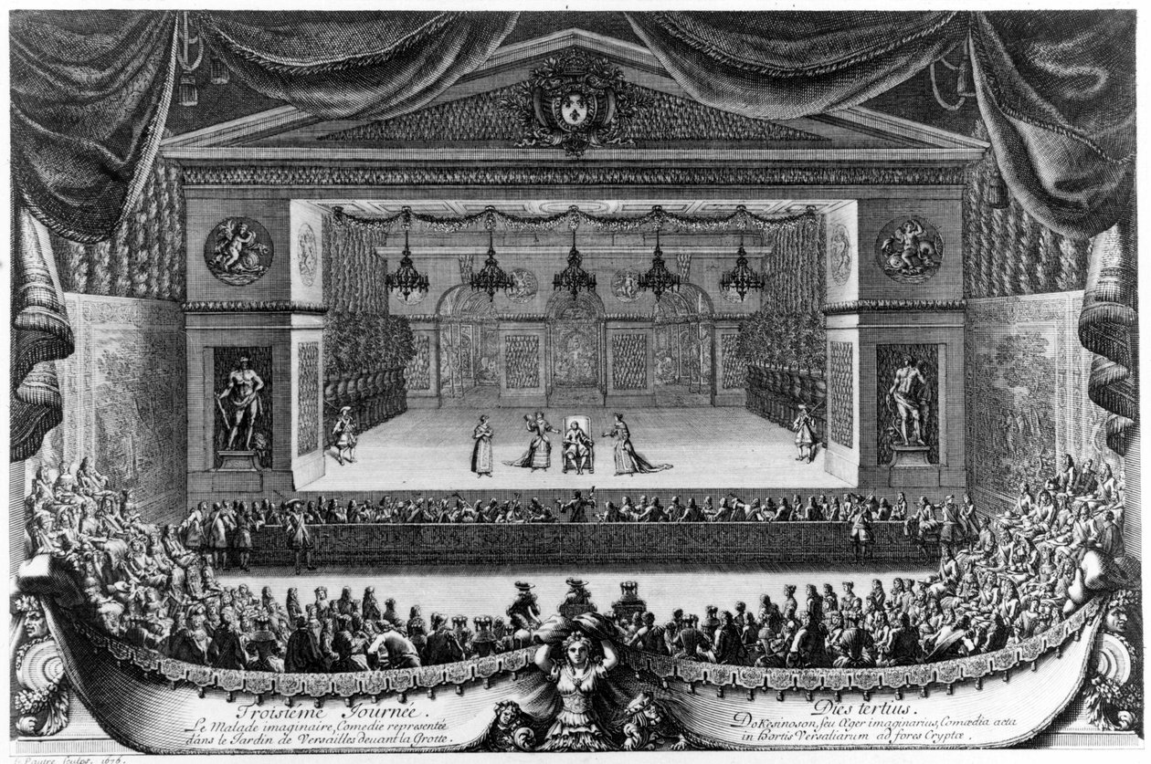 Third Day: Le Malade imaginaire, comedy represented in the Garden of Versailles in front of the Grotto in 1676, engraving by Pierre Lepautre by Pierre Lepautre