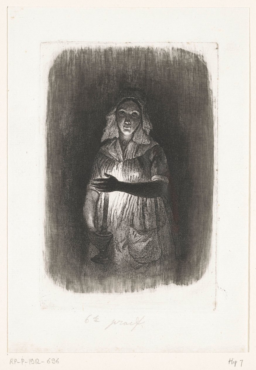 Maid with a Burning Candle by Pierre Louis Dubourcq