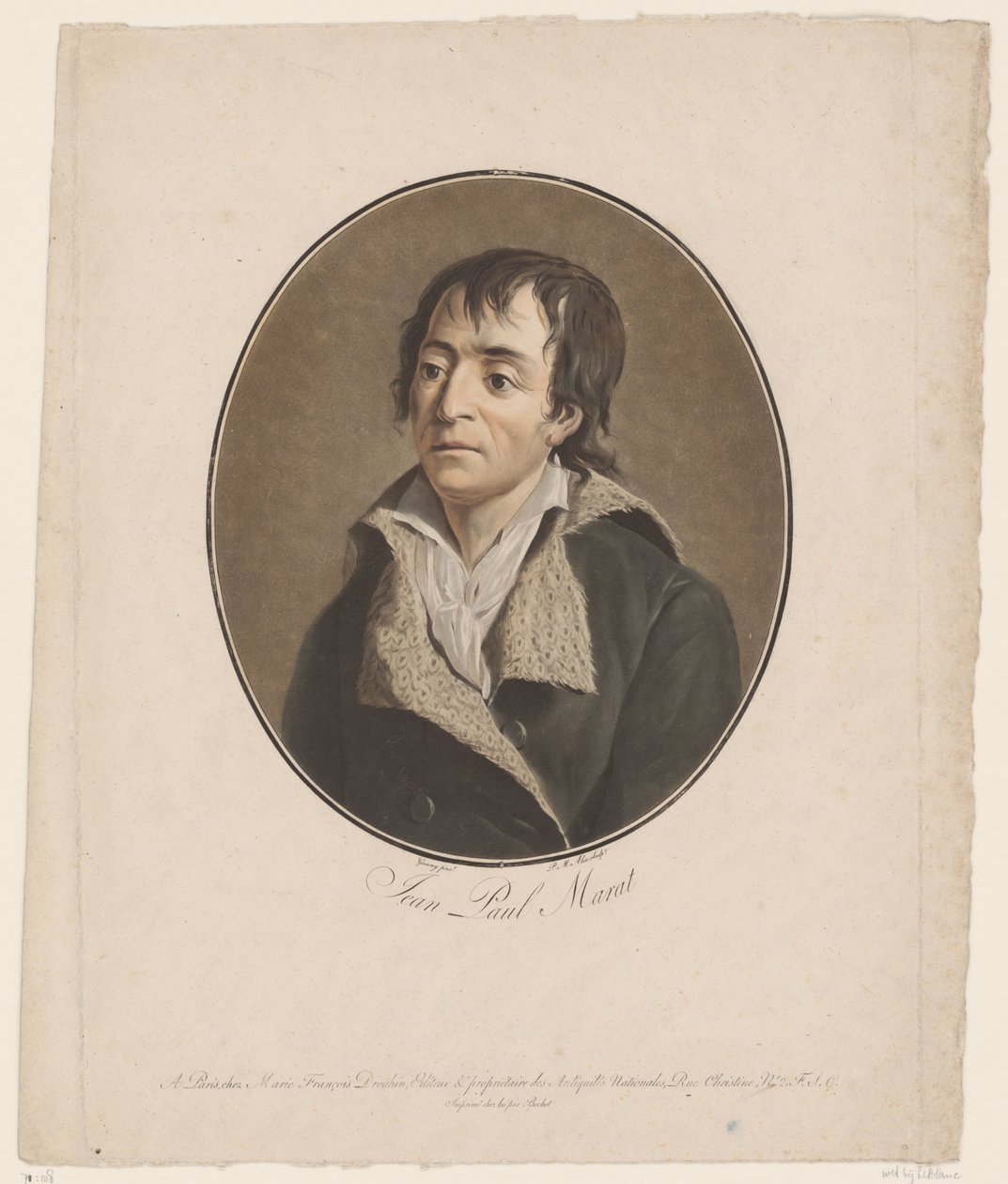 Portrait of Jean Paul Marat (series title: Collection of Great Men) by Pierre Michel Alix