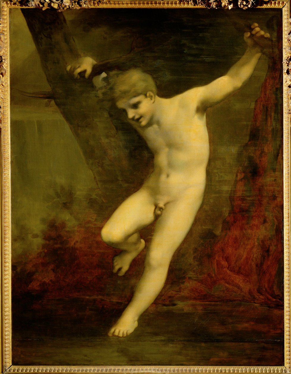 Young Zephyr Rocking Above the Water, Study in Grisaille by Pierre Paul (attr. to) Prud
