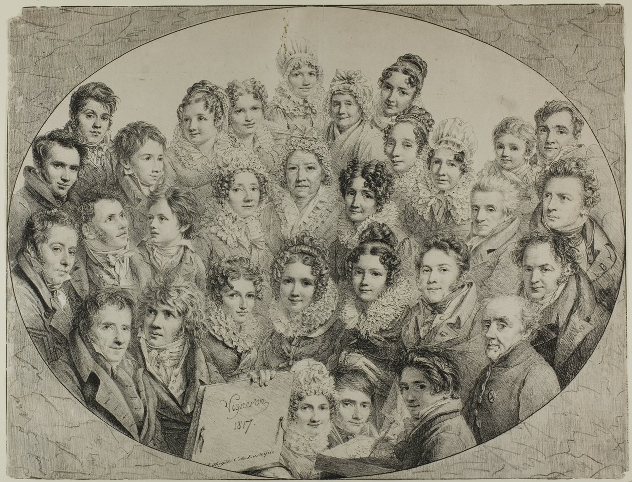 Thirty-one Portraits in an Oval by Pierre Roch Vigneron