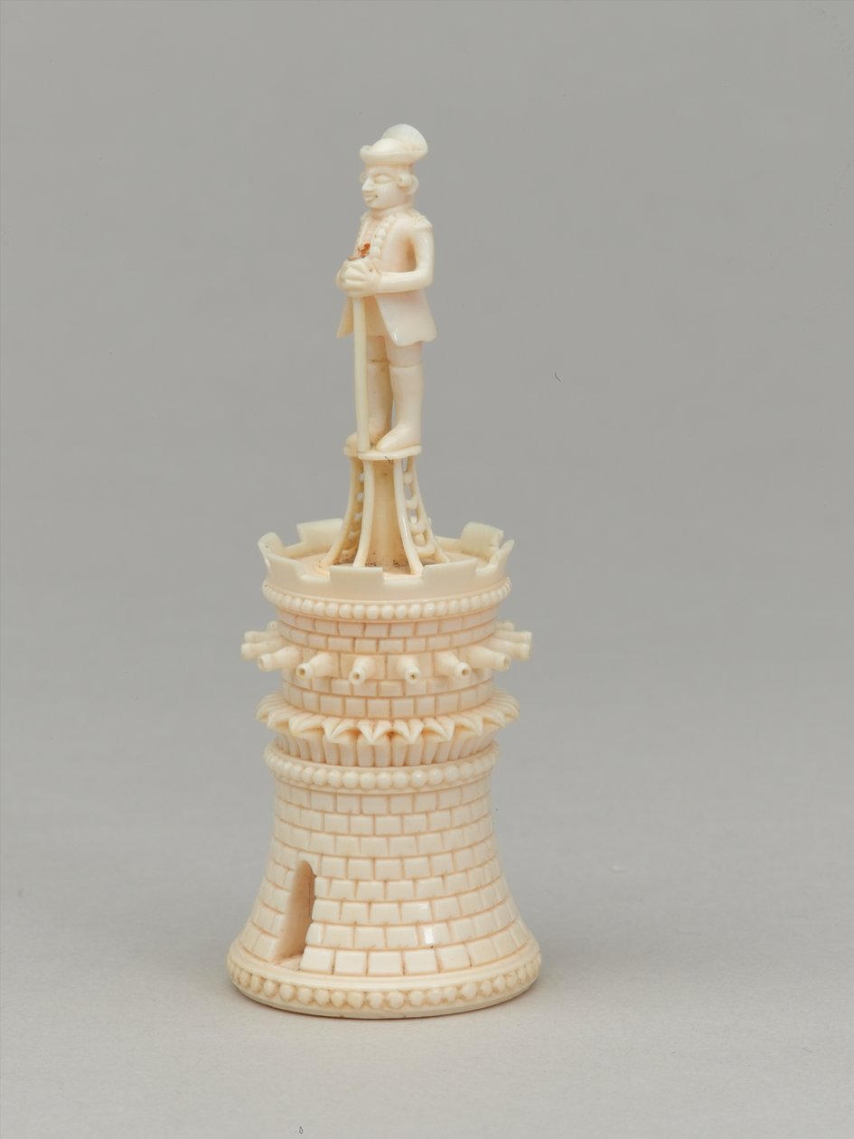 White rook, chess piece, India, 1820 circa by Pierre-Simon Dequoy