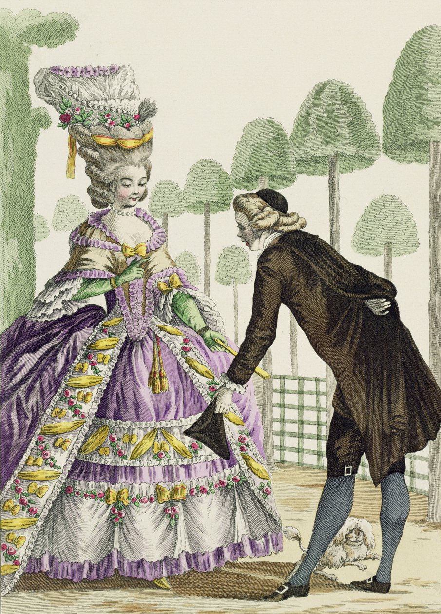 Lady in a Lilac Dress Promenades in the Gardens of the Palais Royal, plate 13 from 