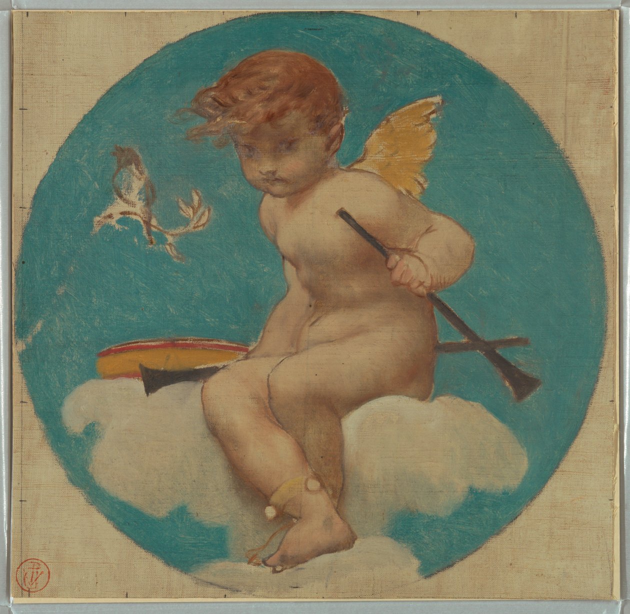 Study for Roundel with Putto Holding Attributes of Music by Pierre-Victor Galland