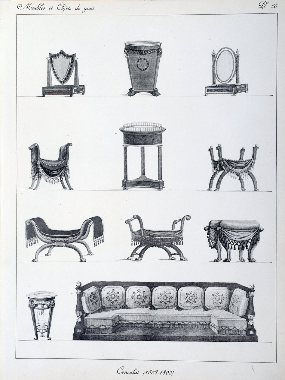 Furniture of Period Consulate (1802-1803). Plate from 