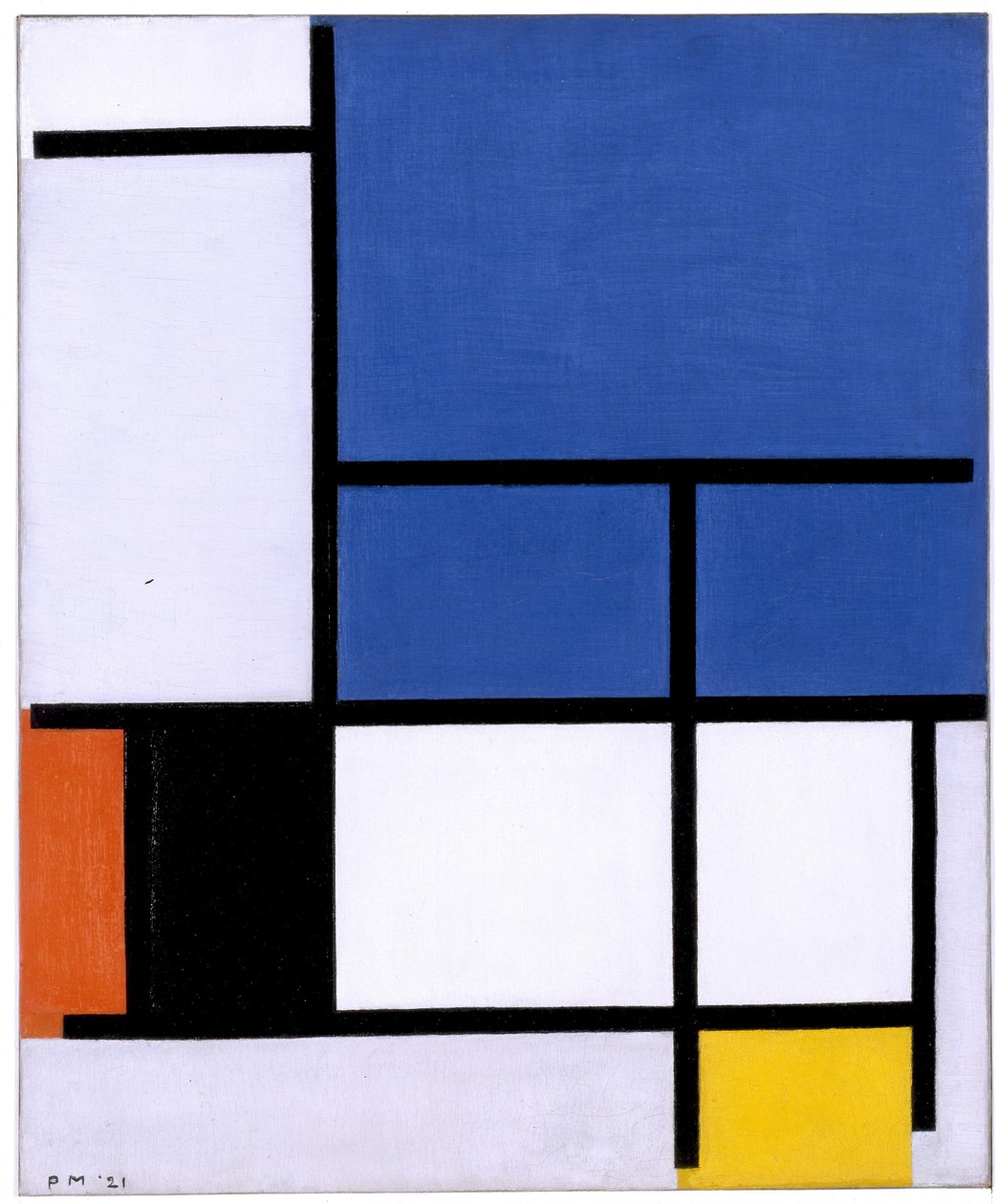 Composition with Large Blue Plane, Red, Black, Yellow, and Gray by Piet Mondrian