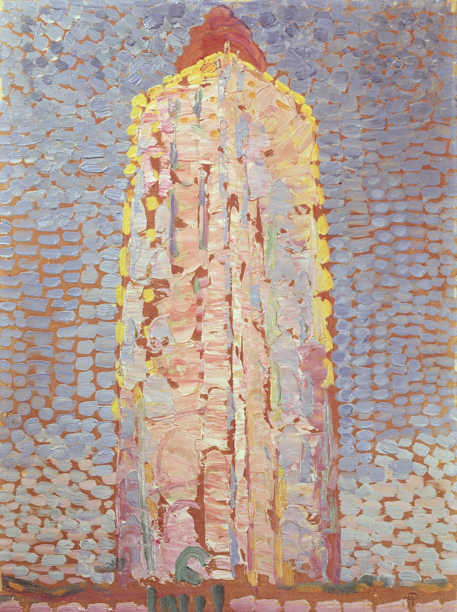 Lighthouse at Westkapelle in Orange by Piet Mondrian