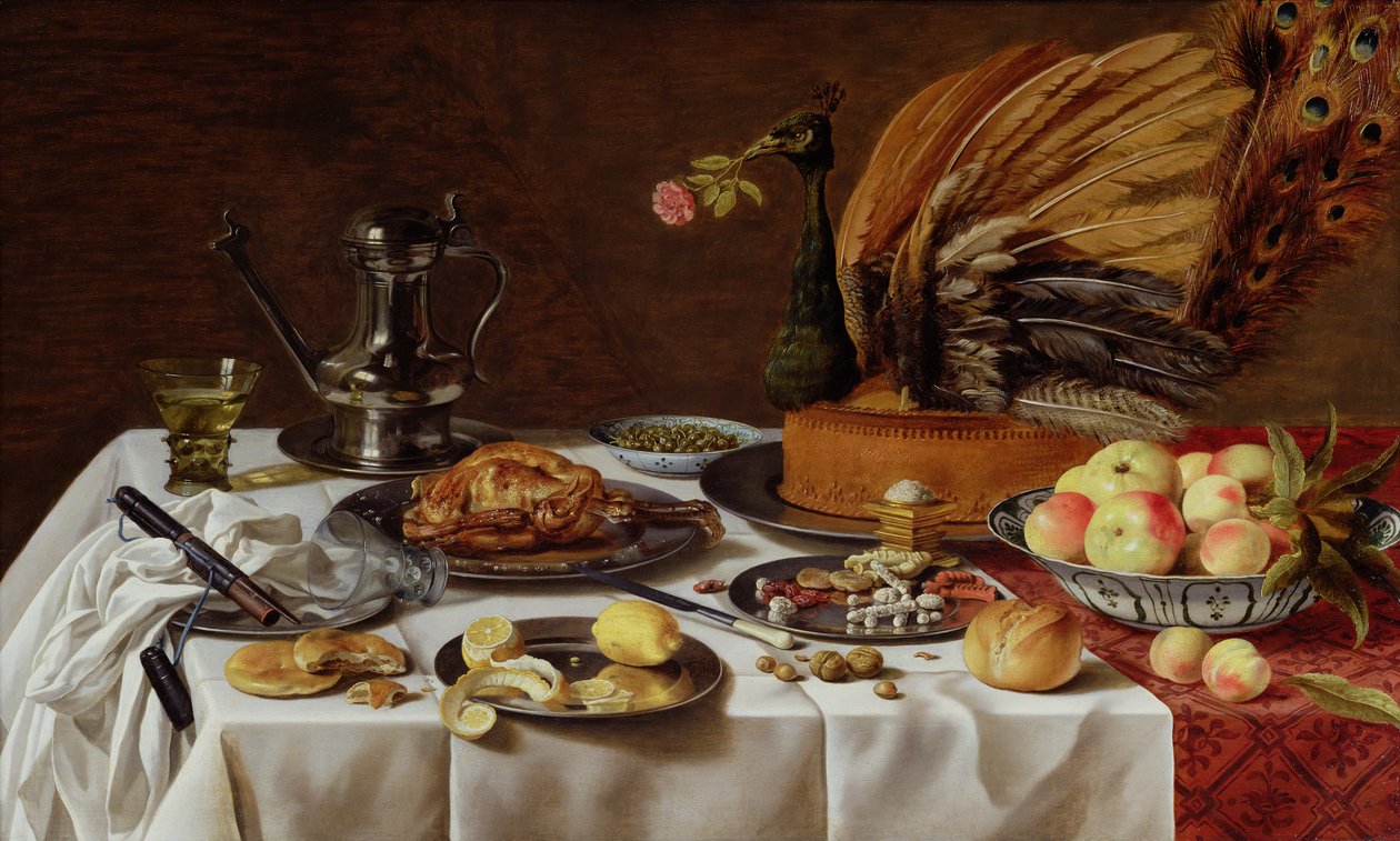 Still Life with a Peacock Pie, 1627 by Pieter Claesz