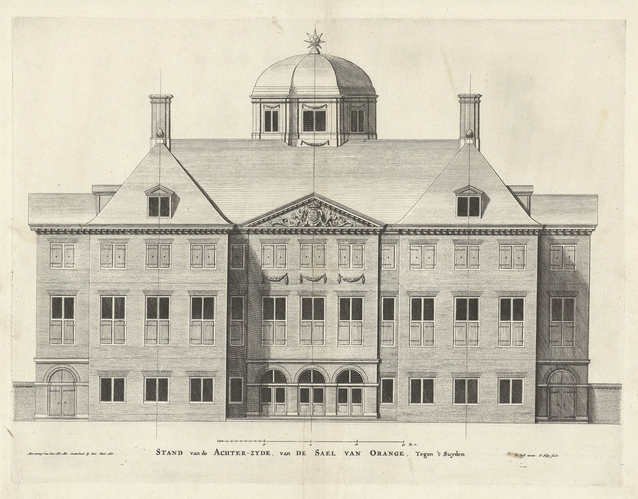 Back Side of Palace Huis ten Bosch, Holland, Pieter Nolpe after Pieter Jansz. Post, etching, 1655 by Pieter Nolpe