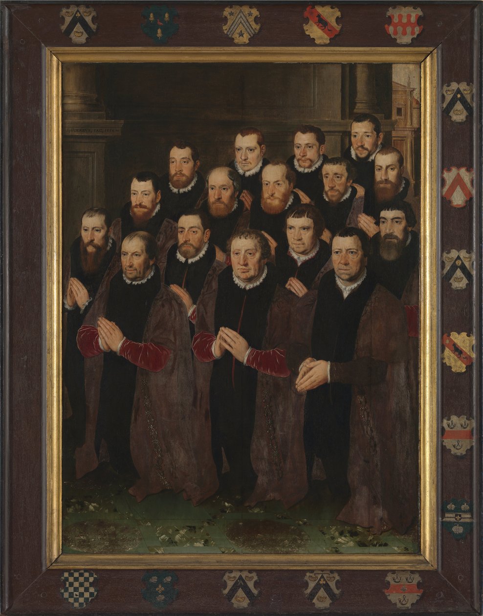 Panel 1 with 16 Portraits of the Members of the Fraternity of the Holy Blood by Pieter Jansz. Pourbus