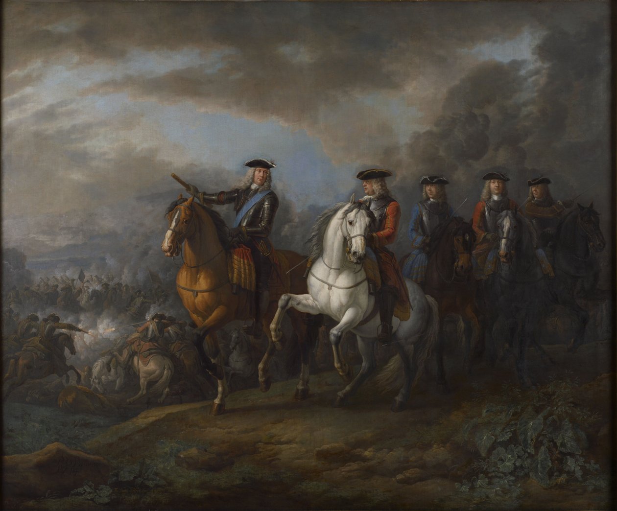 Portrait of Duke of Marlborough and the Earl of Cadogan, British General, at Blenheim by Pieter van Bloemen