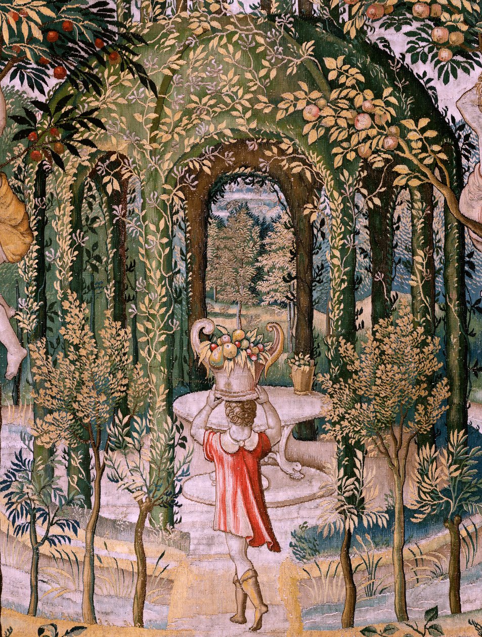 Flemish tapestry. Series Vertumnus and Pomona; Vertumnus transformed into a gardener. Fifth tapestry in the series. Model Circle of Pieter Coecke Van Aelst and Léonard Thiry. Manufacture Unknown workshop, Brussels, before 1560. by Pieter (circle of) Coecke van Aelst