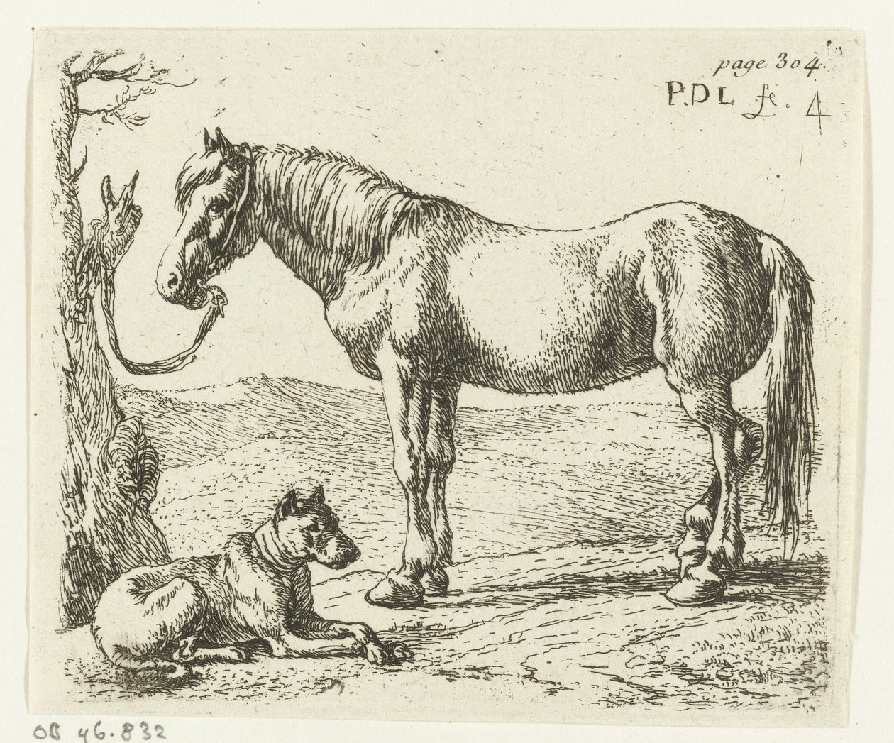 Horse and Dog in a Meadow by Pieter Bodding van Laer