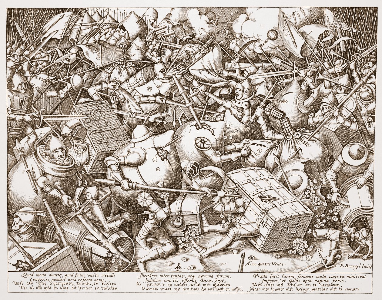 The Battle about Money, engraved by Pieter van der Heyden by Pieter Bruegel the Elder