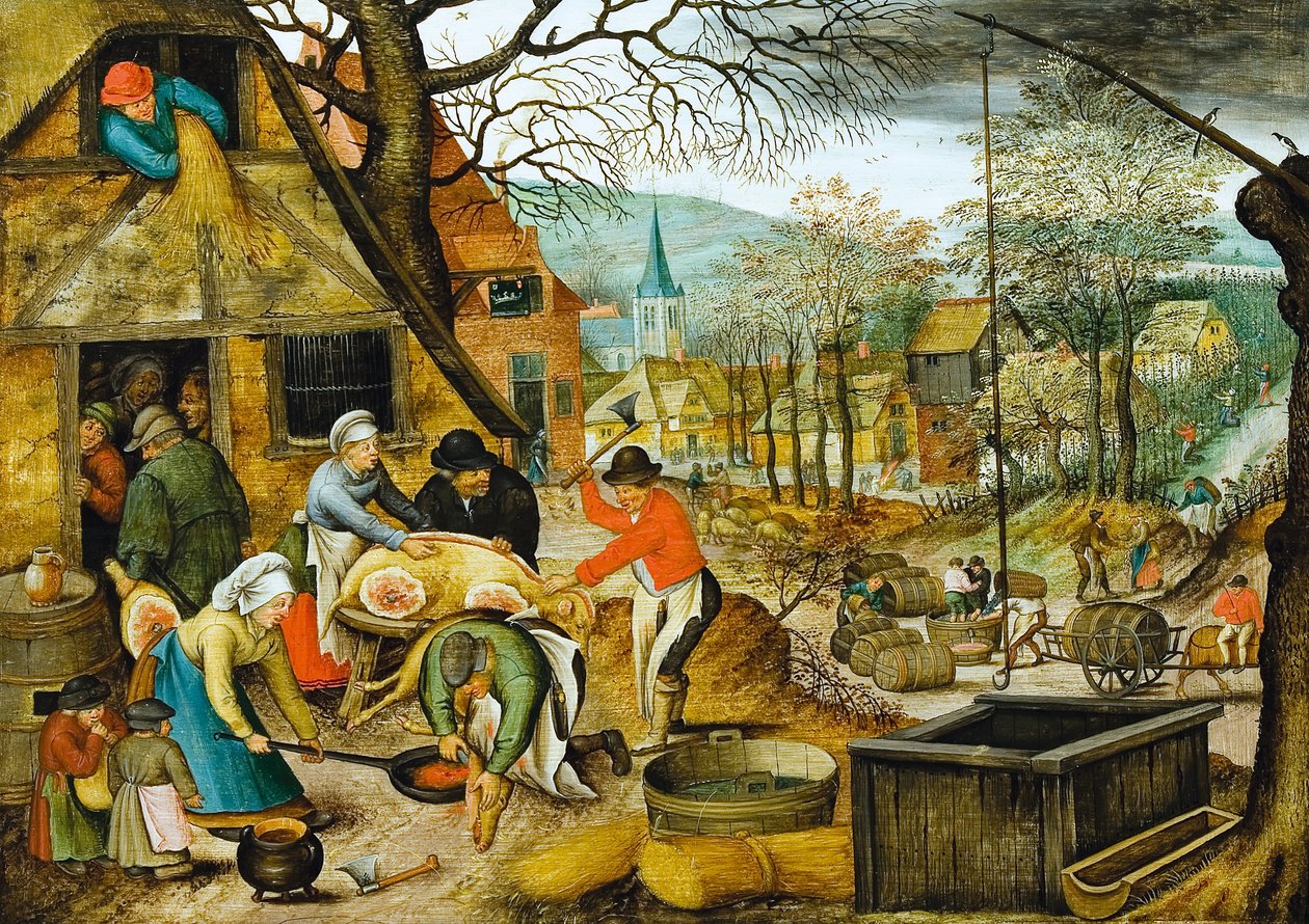 Autumn (Slaughter and Pressing the Grapes) by Pieter Brueghel the Younger