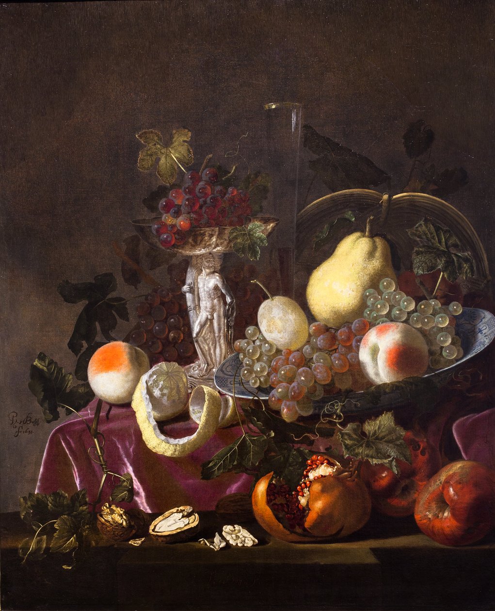 Still Life of Fruit, Grapes, Pomegranates and Melons, 1655 by Pieter Casteels