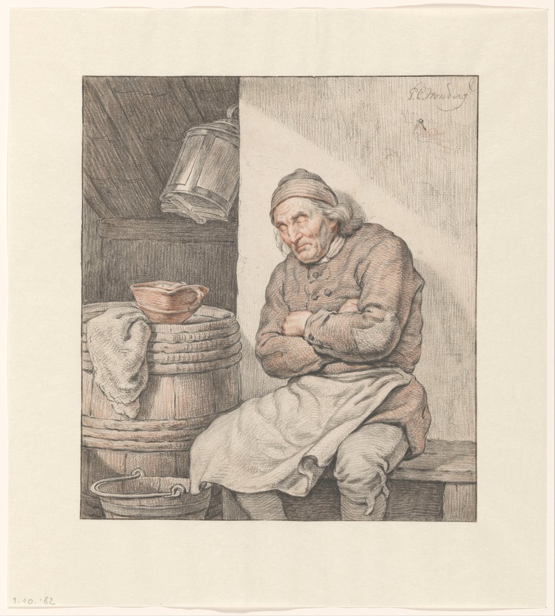 Seated, Sleeping Man by Pieter Christoffel Wonder