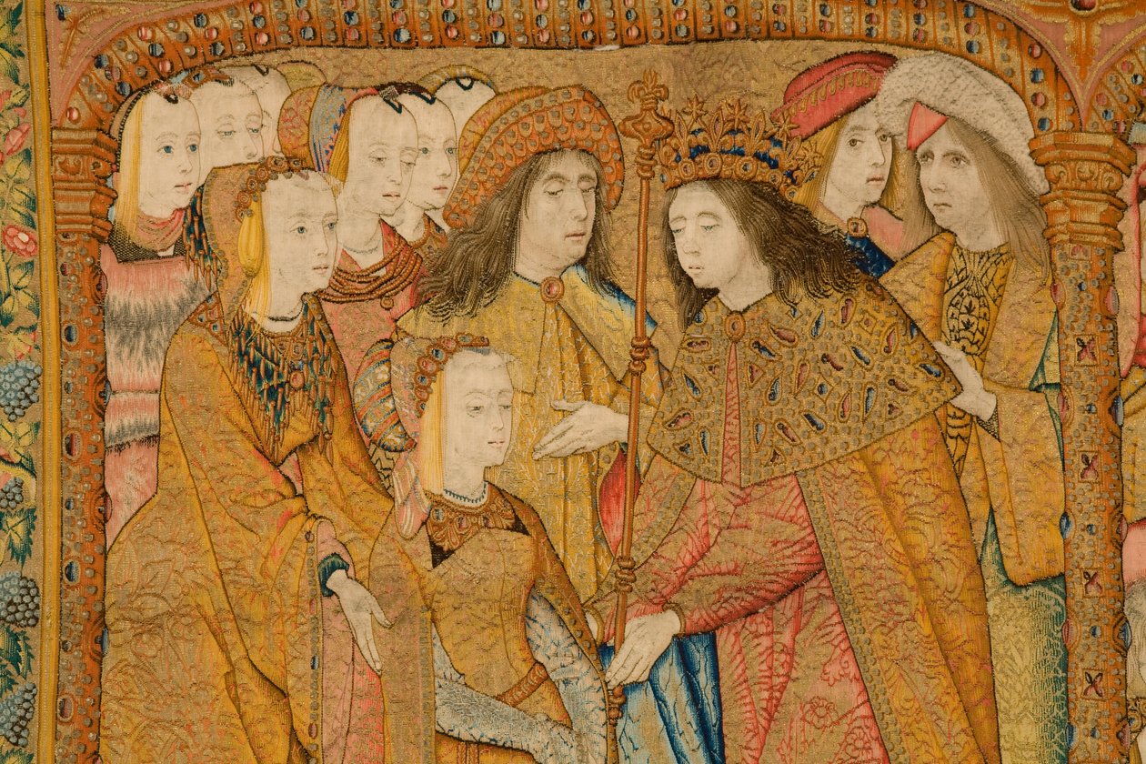 Flemish tapestry. Annunciation. (detail) c.1502-04. by Pieter Coecke van Aelst