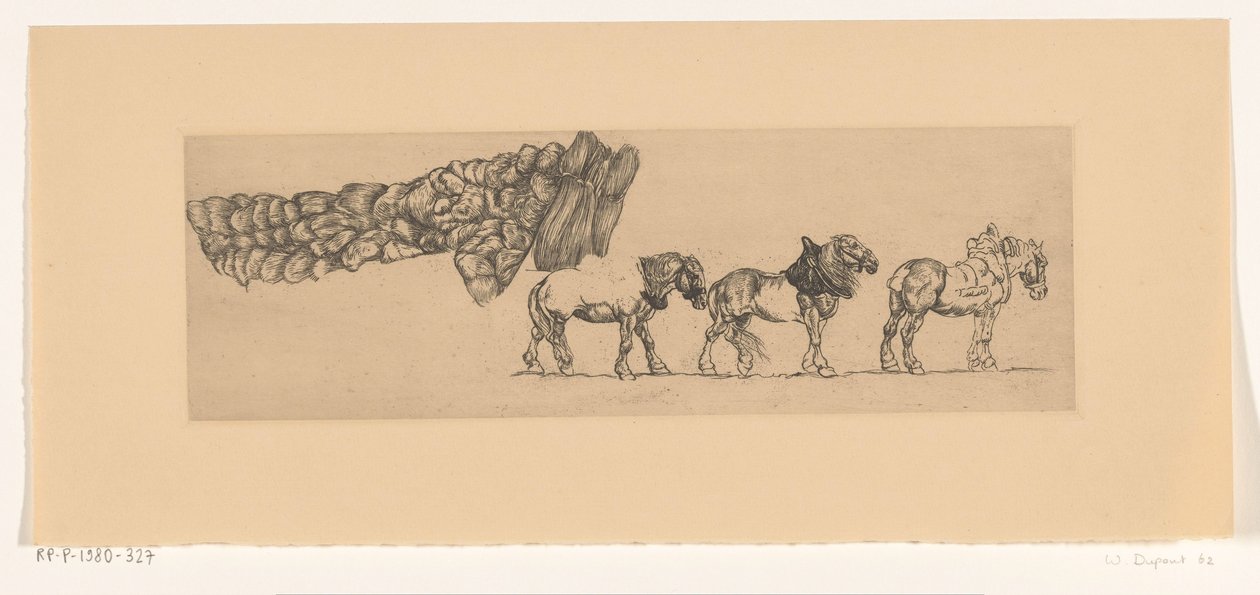 Three Draft Horses and the Load of a Hay Wagon by Pieter Dupont