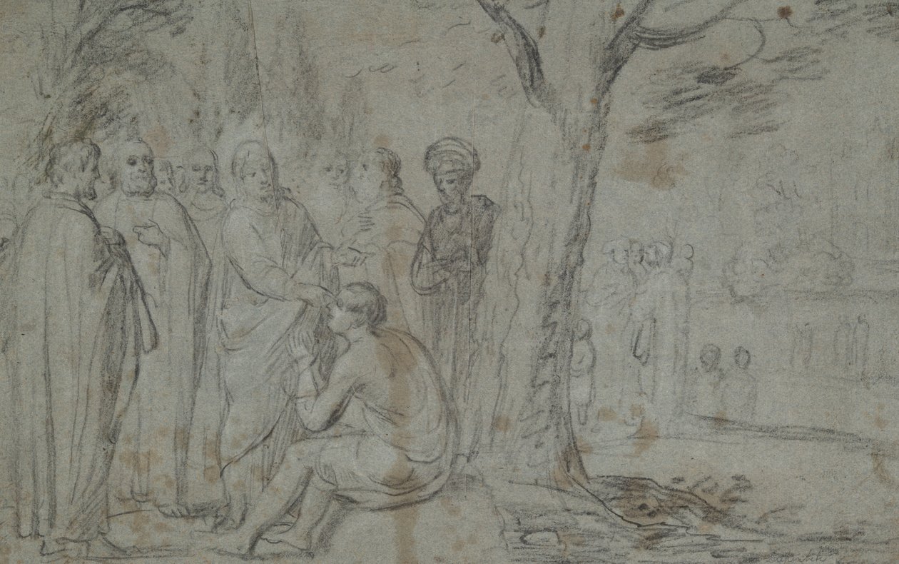 Christ Healing the Blind Man (recto); Venus and Cupid (verso) by Pieter Fransz. de Grebber
