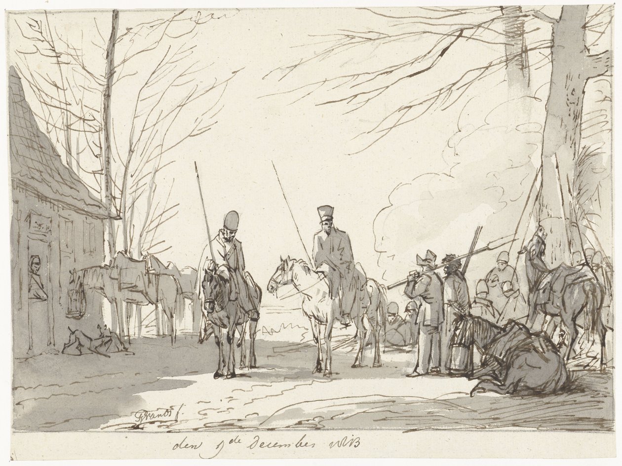 Bivouac of the Cossacks, December 9, 1813 by Pieter Gerardus van Os (signed by artist)