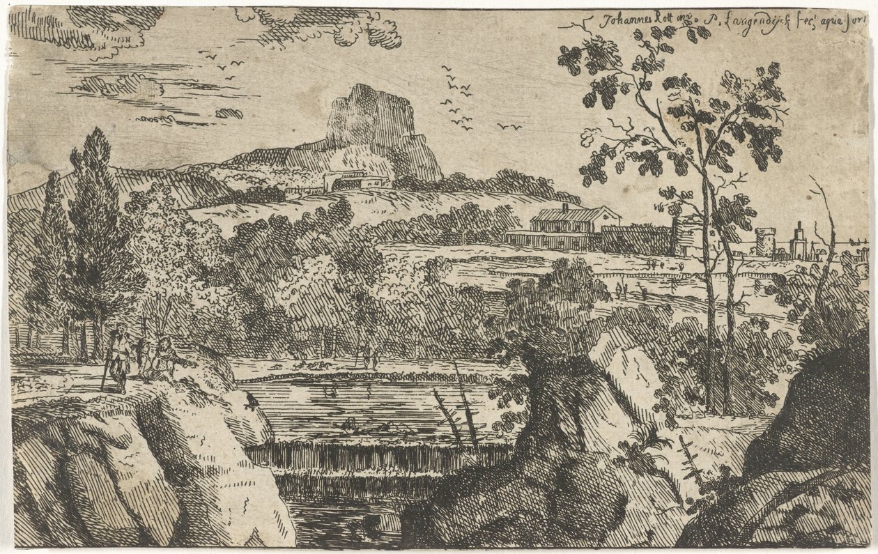 Mountainous Landscape with Waterfall by Pieter Langendijk (I)