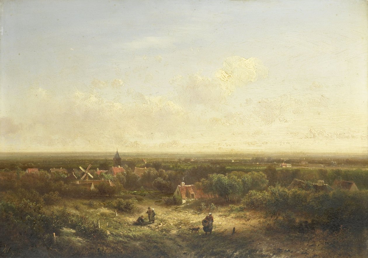 Distant View with a Village by Pieter Lodewijk Francisco Kluyver