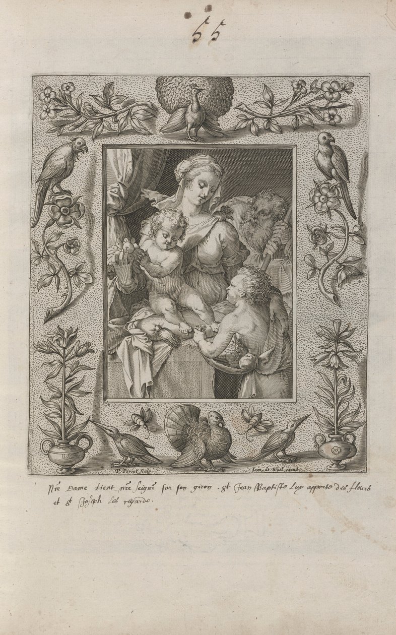 Holy Family with the Young Saint John the Baptist, in an Elaborate Frame by Pieter Perret