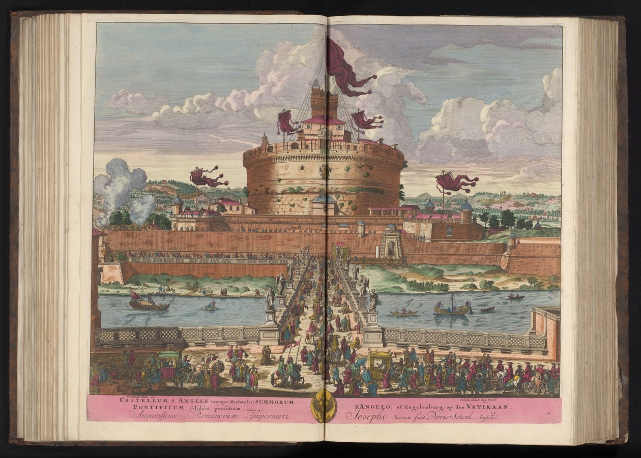 Castle of the Holy Angel on the River Tiber in Rome (Castellum S. Angeli) by Pieter Schenk (I)