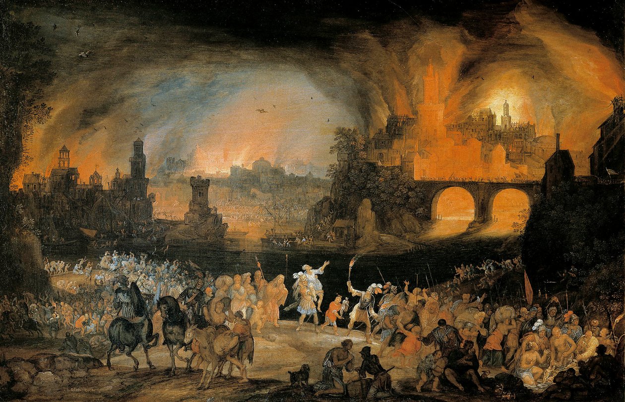 The Burning of the City of Troy by Pieter Schoubroeck