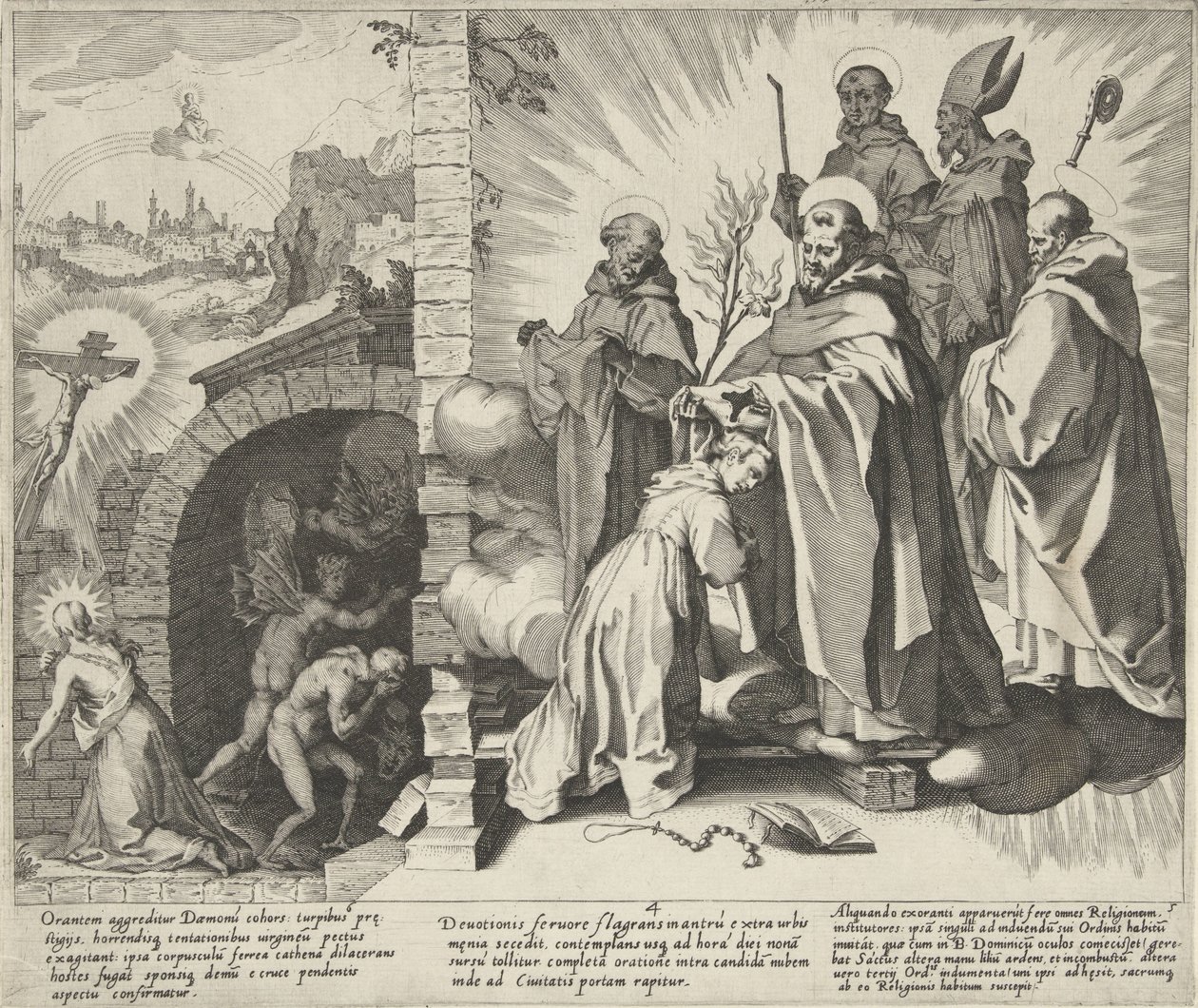 Catherine Praying / Vision of Catherine / Catherine Becomes a Dominican by Pieter de Jode (I)