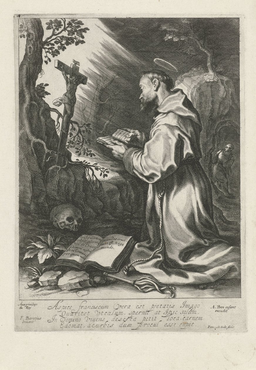 Saint Francis Kneeling before Crucifix by Pieter de Jode (I)