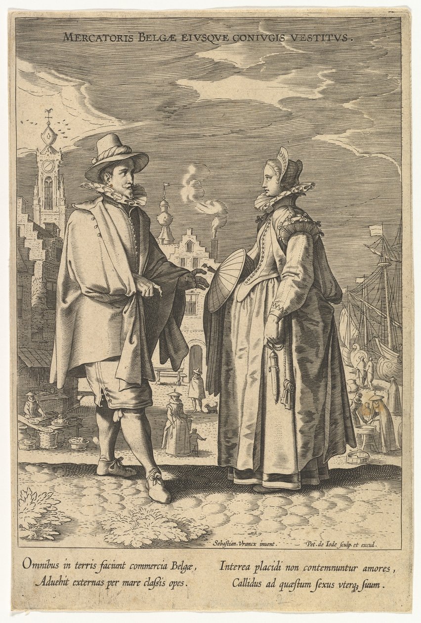 Mercatoris Belgae Eiusque Coniugis Vestitus, from Fashions of Different Nations by Pieter de Jode I