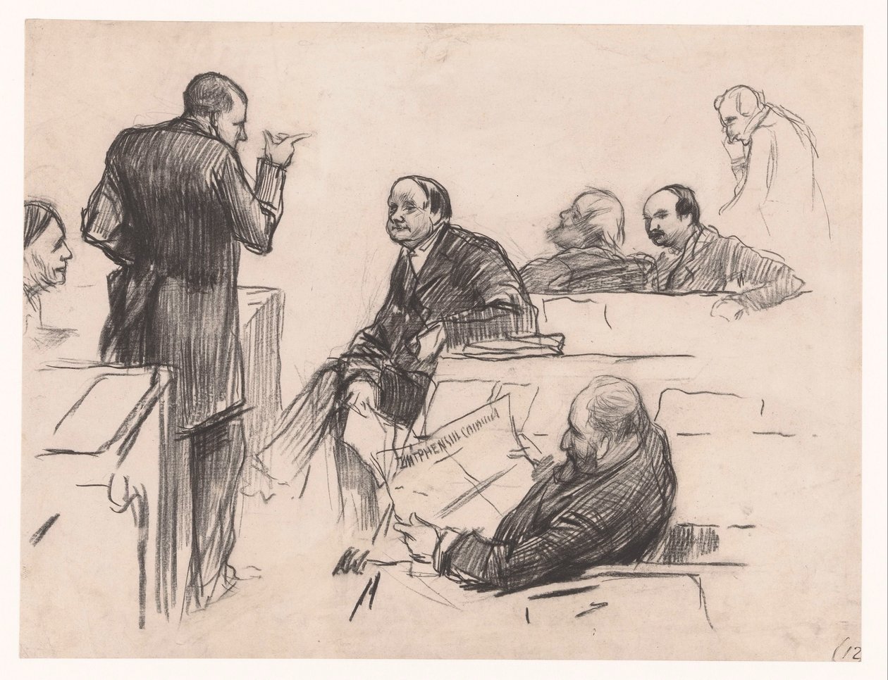 Members of Parliament Mr. H.C. Verniers van der Loeff, Mr. A.J.W. Farncombe Sanders, Mr. G.M. van der Linden, J. Willink and Jhr. Mr. Ruys van Beerenbroek by Pieter de Josselin